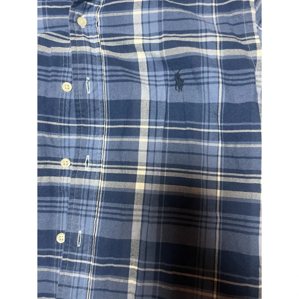 Polo Ralph Lauren Classic‎ Fit Indigo Plaid Oxford Button-Down Shirt Blue/white